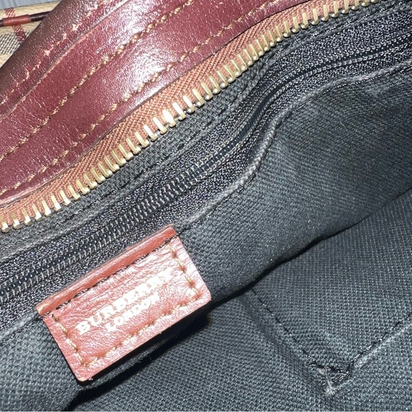 Burberry London Tote Bag Nova Check Plaid Canvas Leather Trim Shoulder Bag - Picture 15 of 16